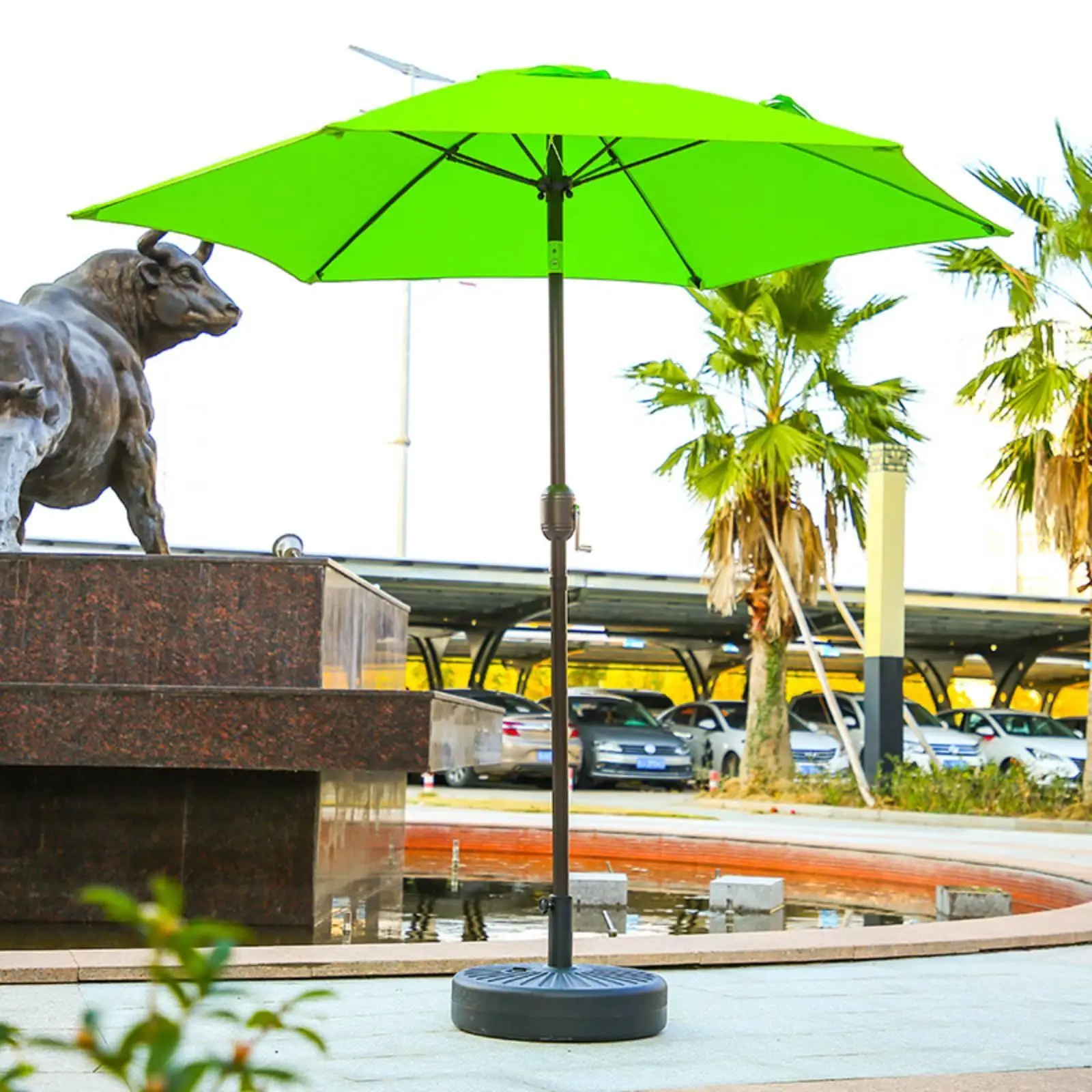 Portable Round Parasol Base Stand with Pole Socket for Patio Yard Shade Umbrella Support