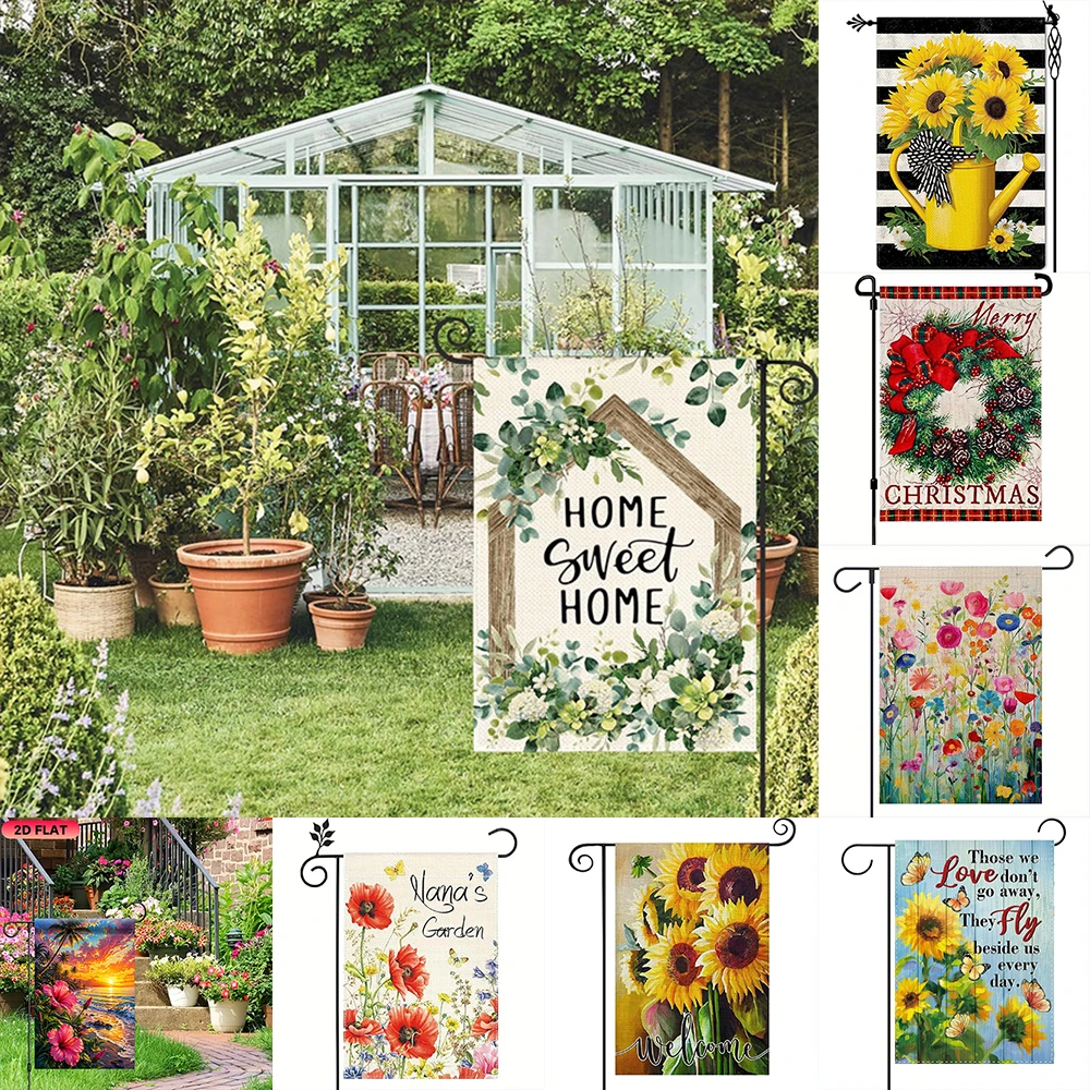 1pc  Seasonal Garden Flags, Outdoor Yard Decorative Banners For Patio Lawn Porch
