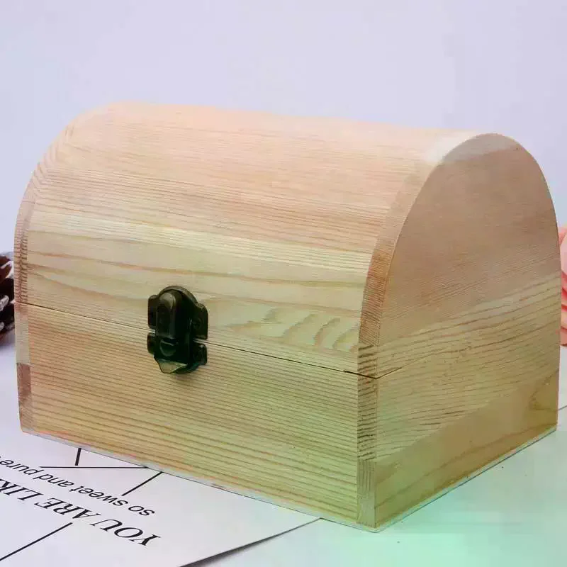 1/3Pcs Jewellery Keepsake Pine Plain Storage Wedding Wooden Arched Hinged Boxes Practical Decorate Wooden Box Trinket