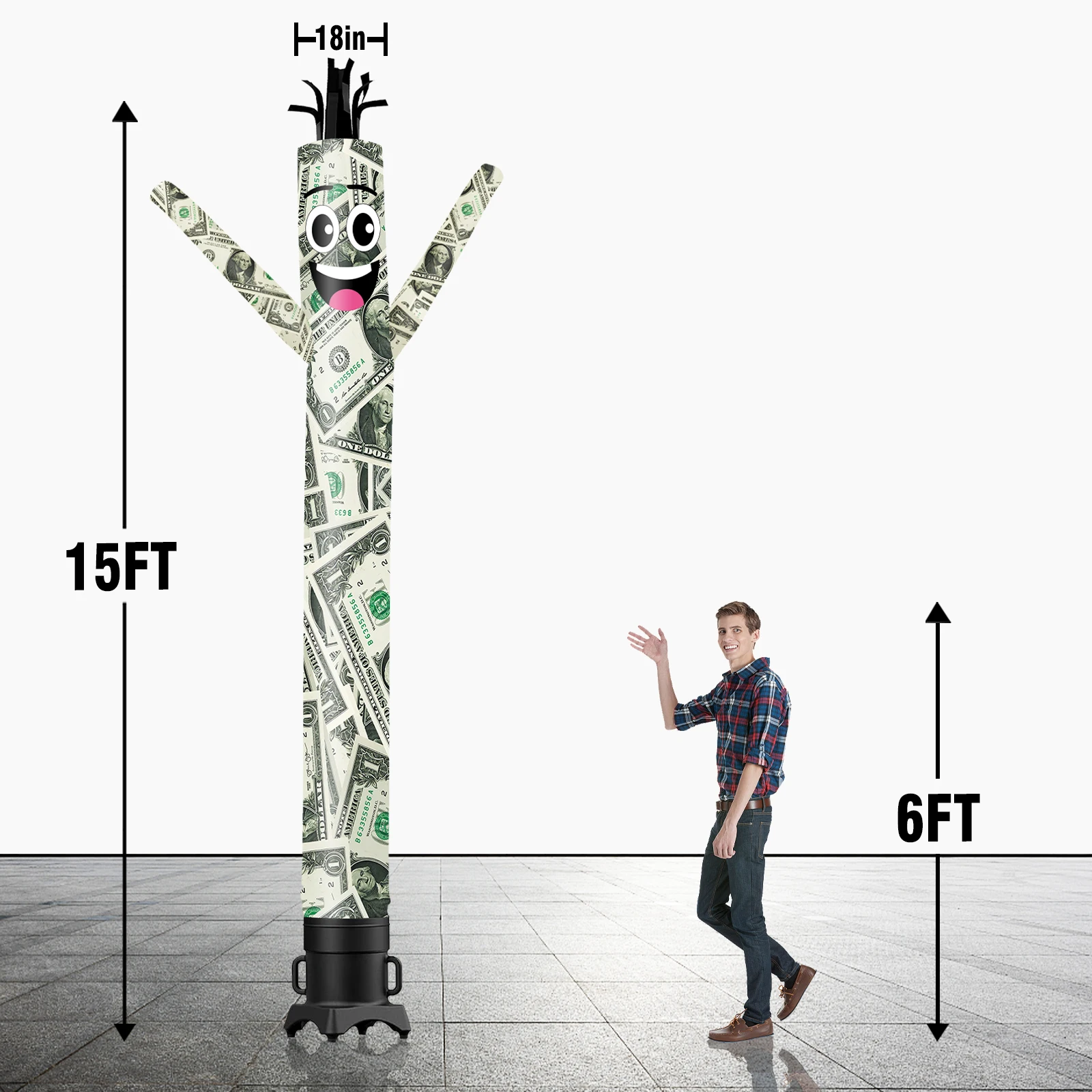 6/10/15/20FT Tall Inflatable Money Dancing Guy for Outdoor Decoration Advertising(Blower Not Included)