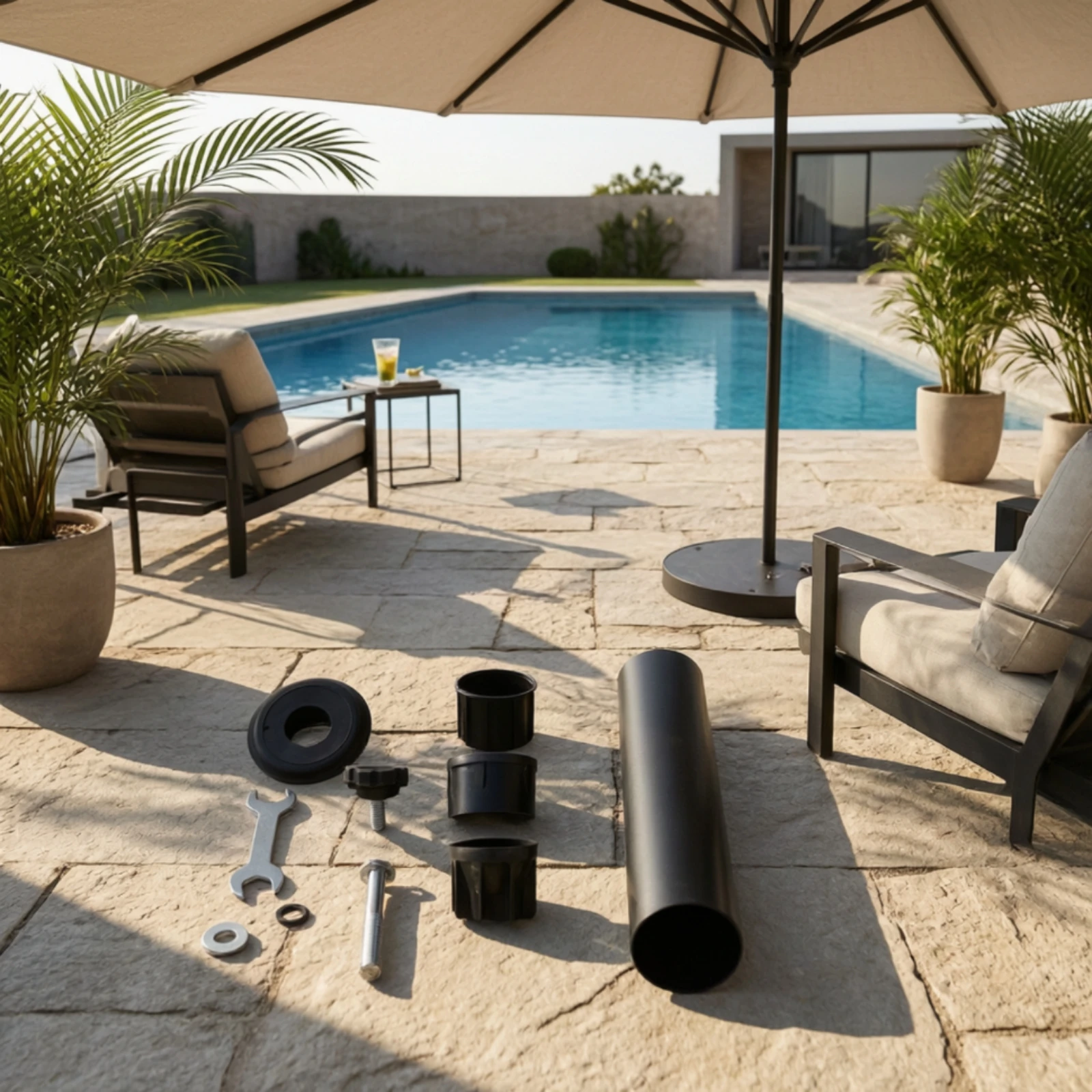 Outdoor Umbrella Base Stand Stable Weighted Umbrella Base Holder Compact Versatile for Patio, Deck