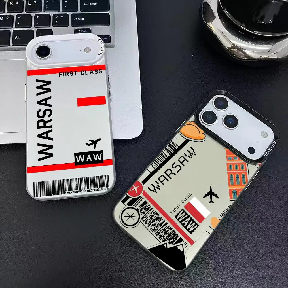 Чехол для телефона Poland Plane Travel Ticket для iPhone 17, 16, 15, 14, 13, 12, 11 Pro Max, черный, фиолетовый, матовый, лазерный, металлик, Aurora Funda