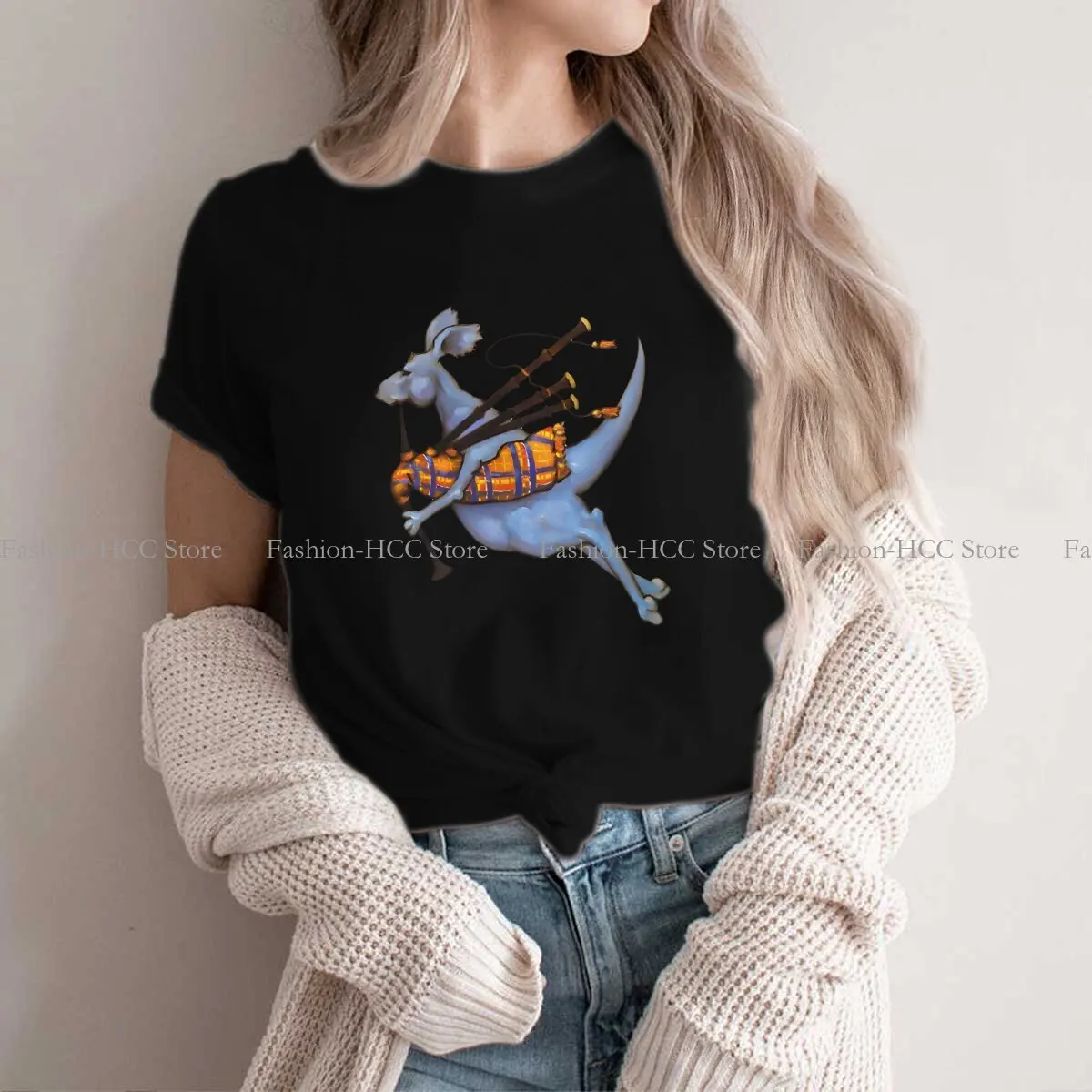 Piperoo!!!    Bagpipe Playing Kangaroo Jumps By Playing The  Pipes Newest Polyester TShirts Australian Kangaroo Women T Shirt