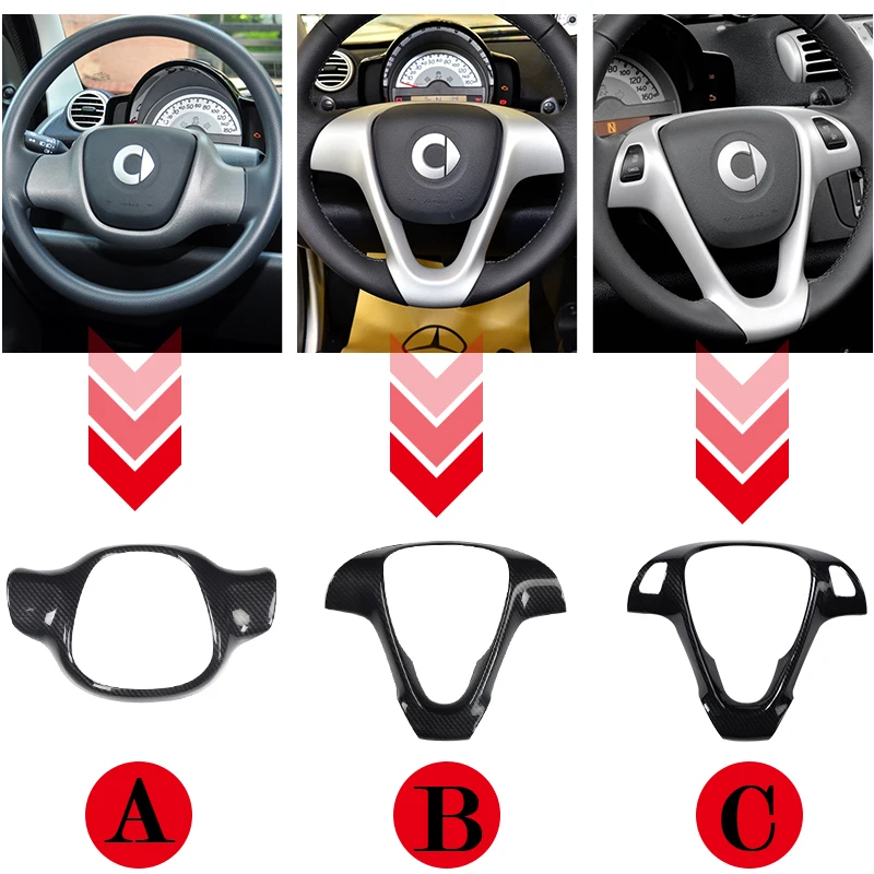 Car Carbon ABS Plastic Decorative Cover Interior Exterior Accessories Styling Modification Sticker For Mercedes Smart 451 Fortwo