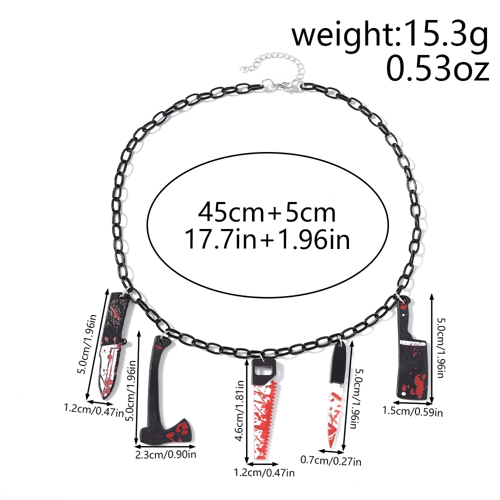 هالوين مقص الدموي المنشار سكين قلادة للنساء الرجال المختنق القلائد قلادة ليلة هدايا مجوهرات الحفلات #5