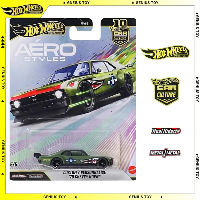 Hot Wheels Premium 2026 Car Culture Aero Styles CUSTOM / PERSONALIZADO '70 CHEVY NOVA 1:64 Auto de Aleación Fundida a Presión, Artículo Coleccionable