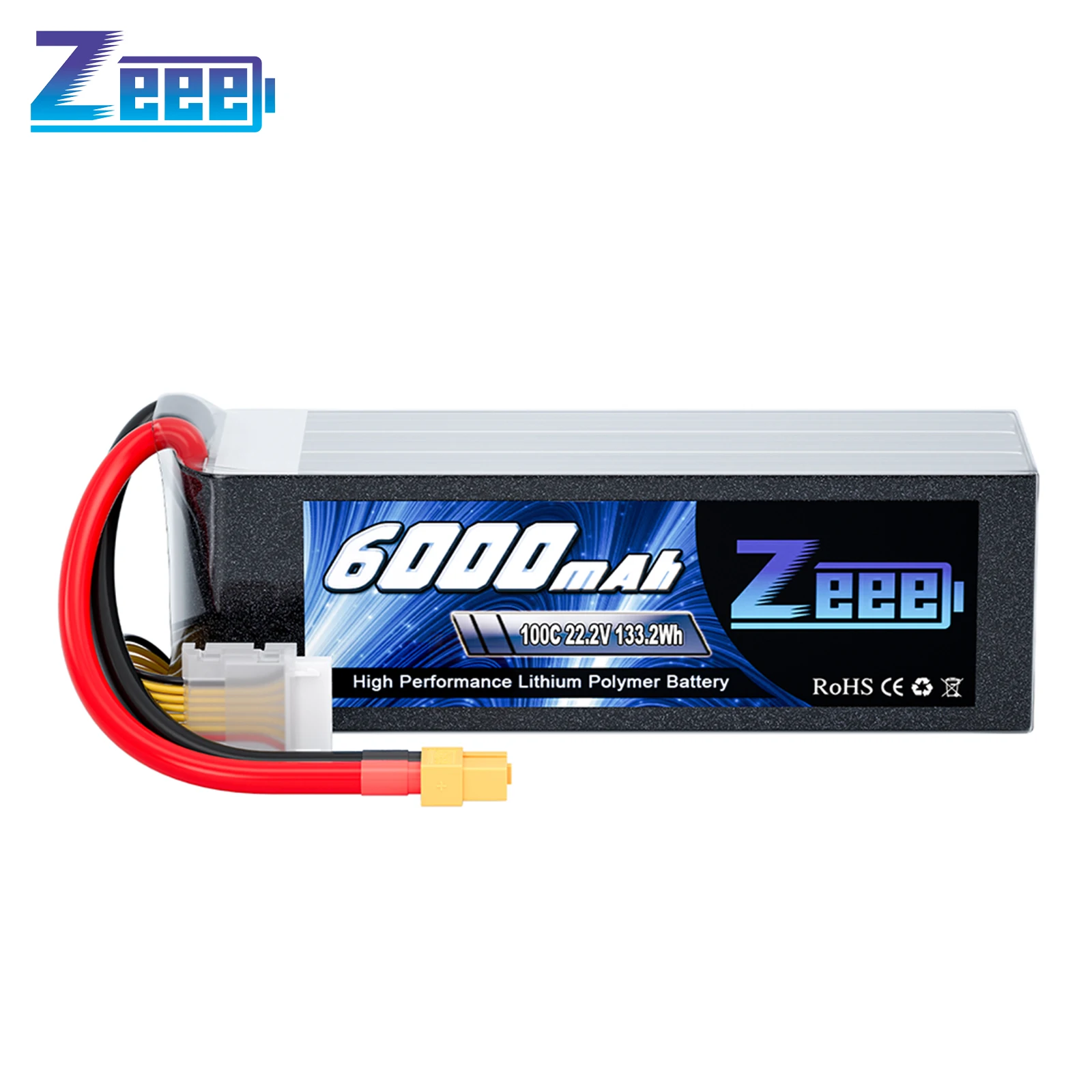 Zeee 6S Lipo Battery 22.2V 50C 100C 6000mAh FPV Drone Battery with XT60 Softcase for RC Car Boats Airplane RC Model Parts дрон