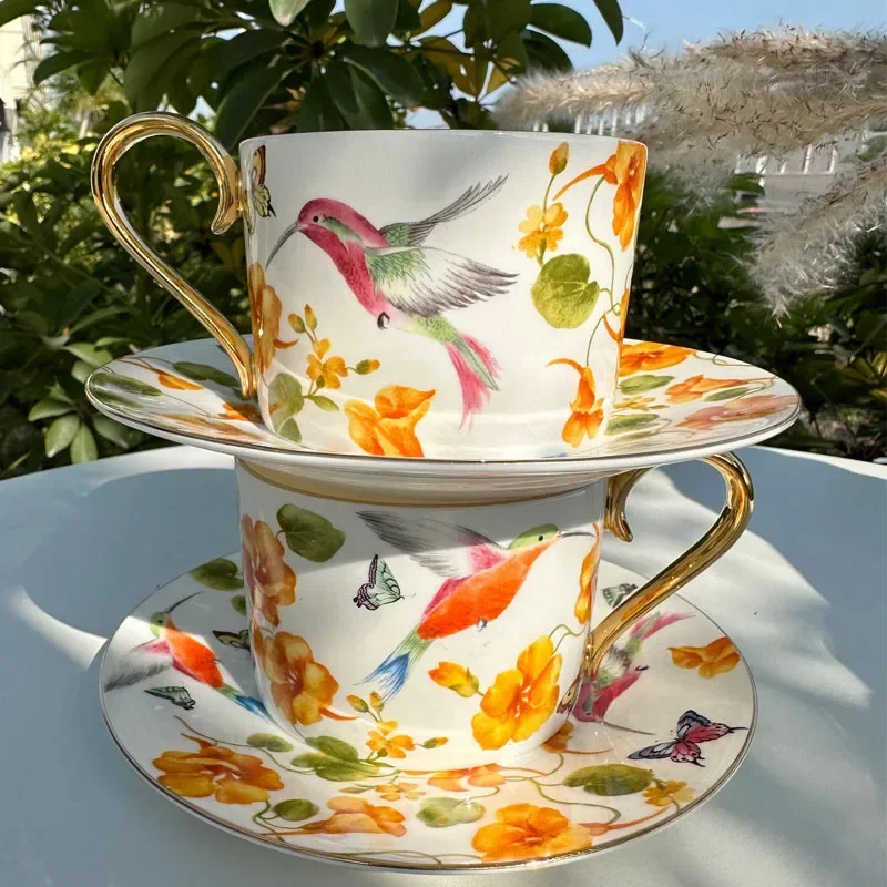 Nordic Hummingbird Ceramic Coffee Cup Dish European Exquisite Bone Porcelain Cup Dish Afternoon Tea Set Tea Cup Set Tableware