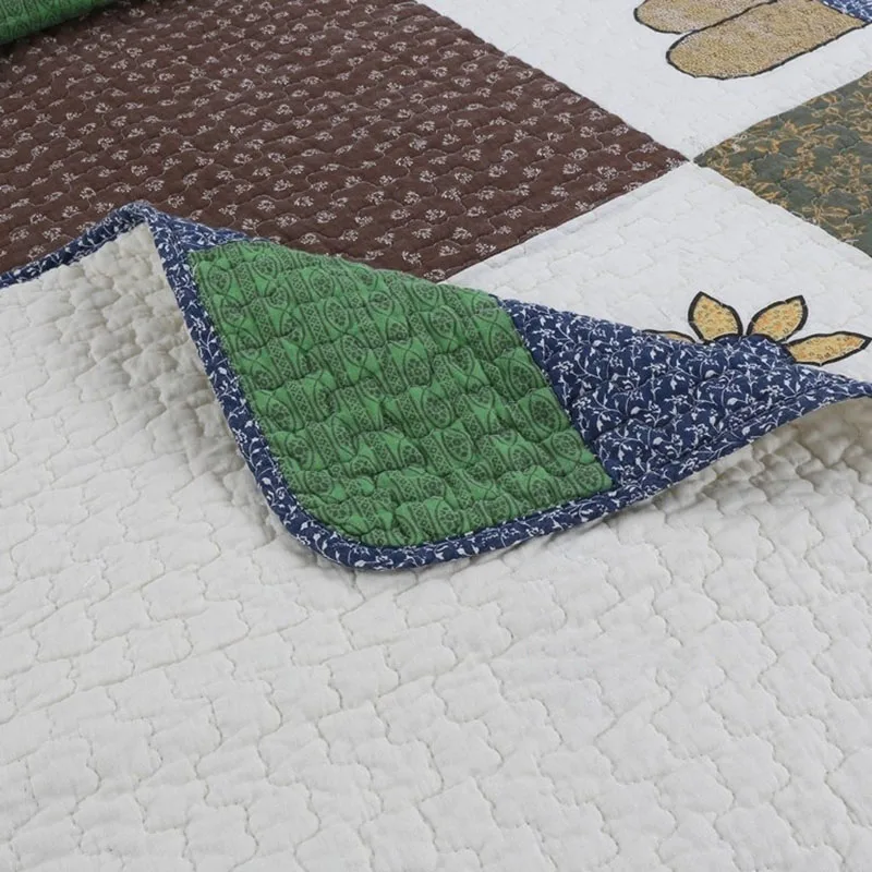 CHAUSUB Set trapunta in cotone Patchwork 3 pezzi copriletto in cartone animato sul letto copriletto estivo King Size copriletto trapuntato leggero