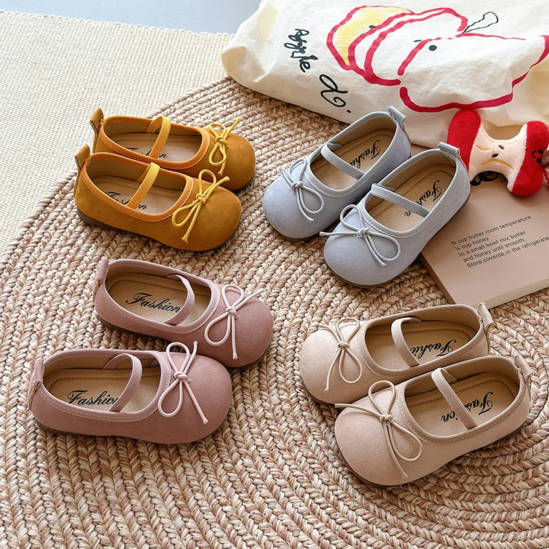 

Детские балетки для девочек с милым галстуком-бабочкой и красочными вариантами, нескользящая мягкая подошва, танцевальные балетки для малышей, элегантная весна