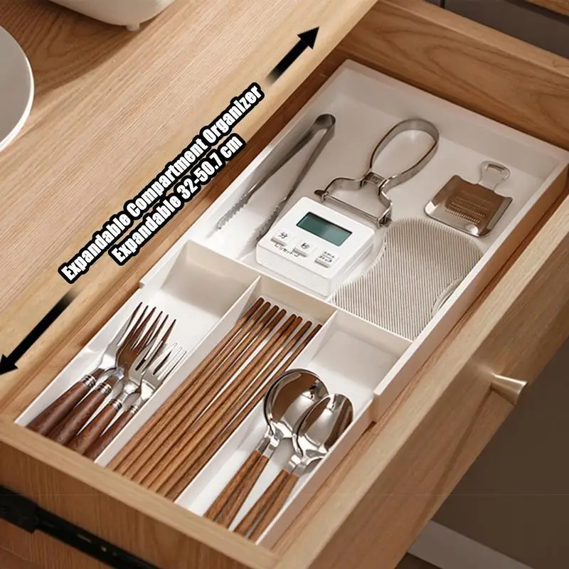 Silverware Drawer Organizer Kitchen Spatula Tools And Gadgets Storage Divider Retractable Silverware Flatware Holder Cutlery