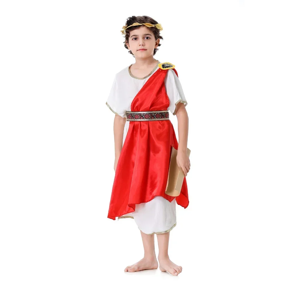 Robe Cosplay du roi de la Rome antique, Robe Parent-enfant, déesse grecque antique, pour adultes, hommes, femmes et enfants, 4 pièces, déguisement de fête d'halloween