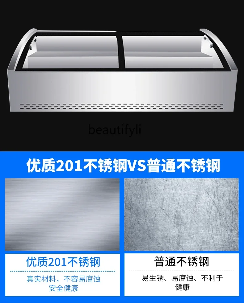 E132 سطح المكتب سلم كشك خزانة عرض مبردة السوق الليلي المحمول الطازجة حفظ ثلاث طبقات الفريزر المجمد