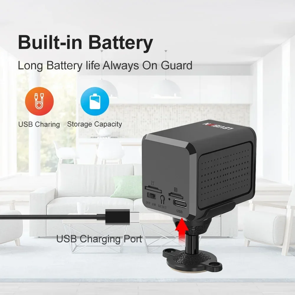LS VISION Ubox Mini 4G Security Camera SIM Card or Wifi  HD Surveillance Camera 3800mAh Battery Low Power Voice Intercom CCTV