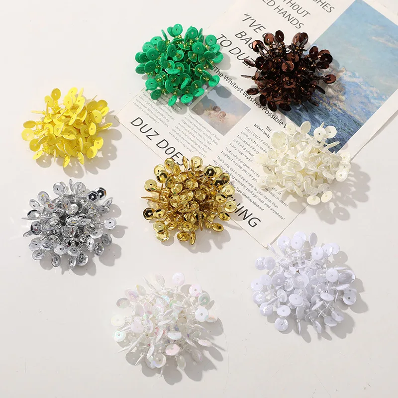 

Sweet Cool Sequin Seed Bead Scattered Flower Shoe Charms for Clogs DIY Handmade Fashionable Accessory Beaded Buckle