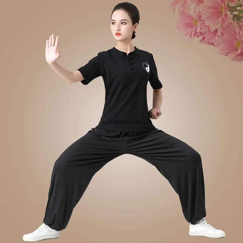Tai Chi Uniform High Quality Style Show Kung Fu Clothing Cotton Short Sleeve Chinese Suit Suitable for Aldult Man Martial Arts
