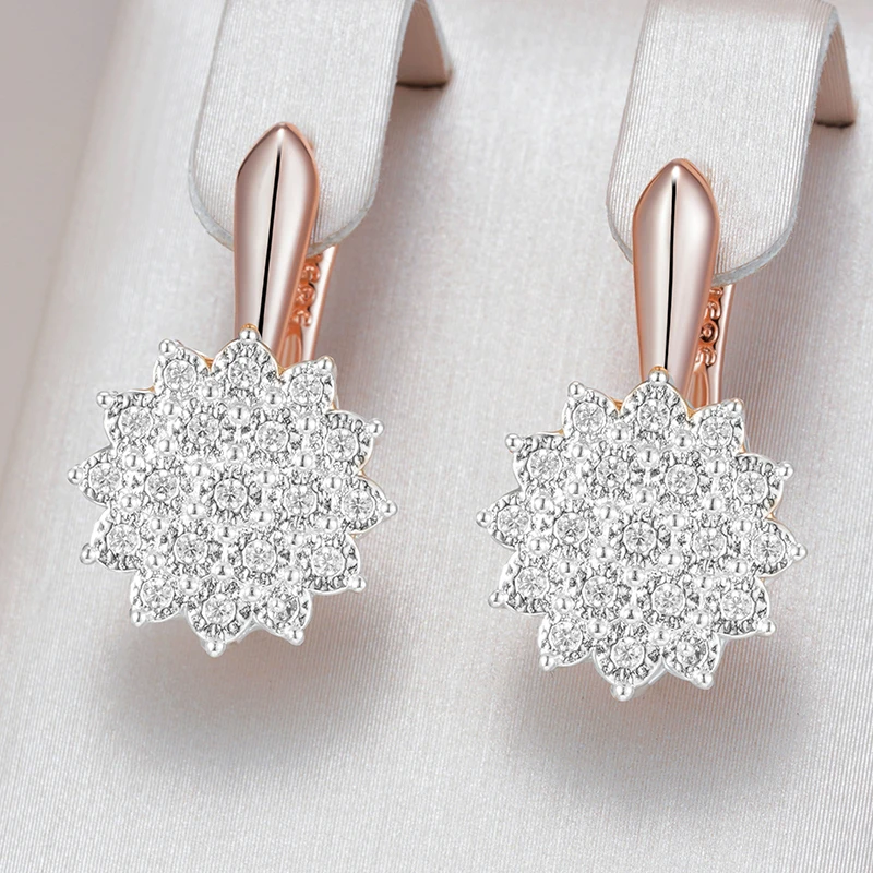 Kinel-pendientes colgantes de circonita Natural totalmente brillante para mujer, joyería de boda única, mezcla de colores de oro rosa y plata 585, el mejor regalo