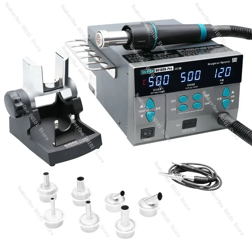 SUGON 8610DX Pro 1000W Hot Air Rework Station Microcomputer Digital Display BGA Rework Station Curved Nozzle Welding Repair Tool