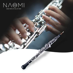 NAOMI Professional C Key Oboe Semi-automatic Style Nickel-plated Keys Woodwind Instrument with Oboe Reed Gloves Leather Case