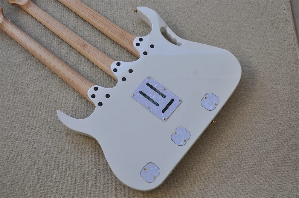 factory custom Top Quality white 6+6+12 Strings 3 neck 21 to 24 frets well scallop Electric Guitar real photos in stock 41