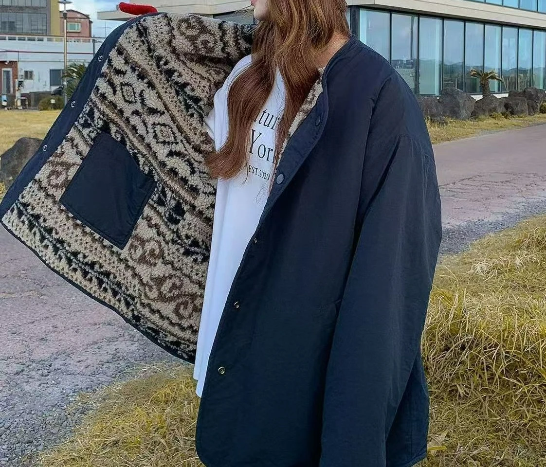 

Reversible Jacket Women Cotton Coat Autumn Winter 2025 New Lazy Style Fashion Versatile Cotton Clothing