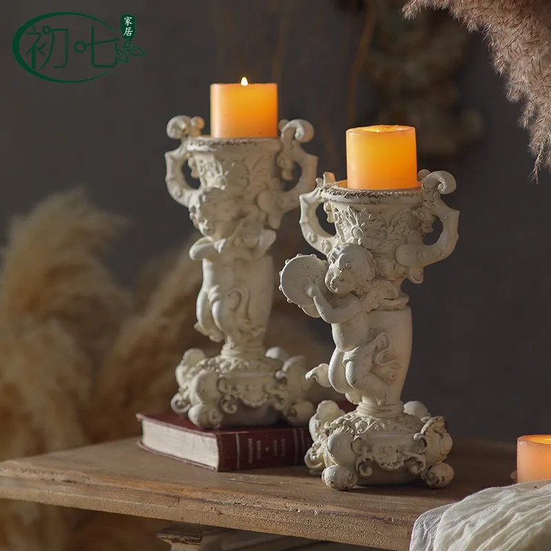 Desktop candle holder, festive atmosphere, decorative candle base, individuality, creativity, angel ornament, old-fashioned