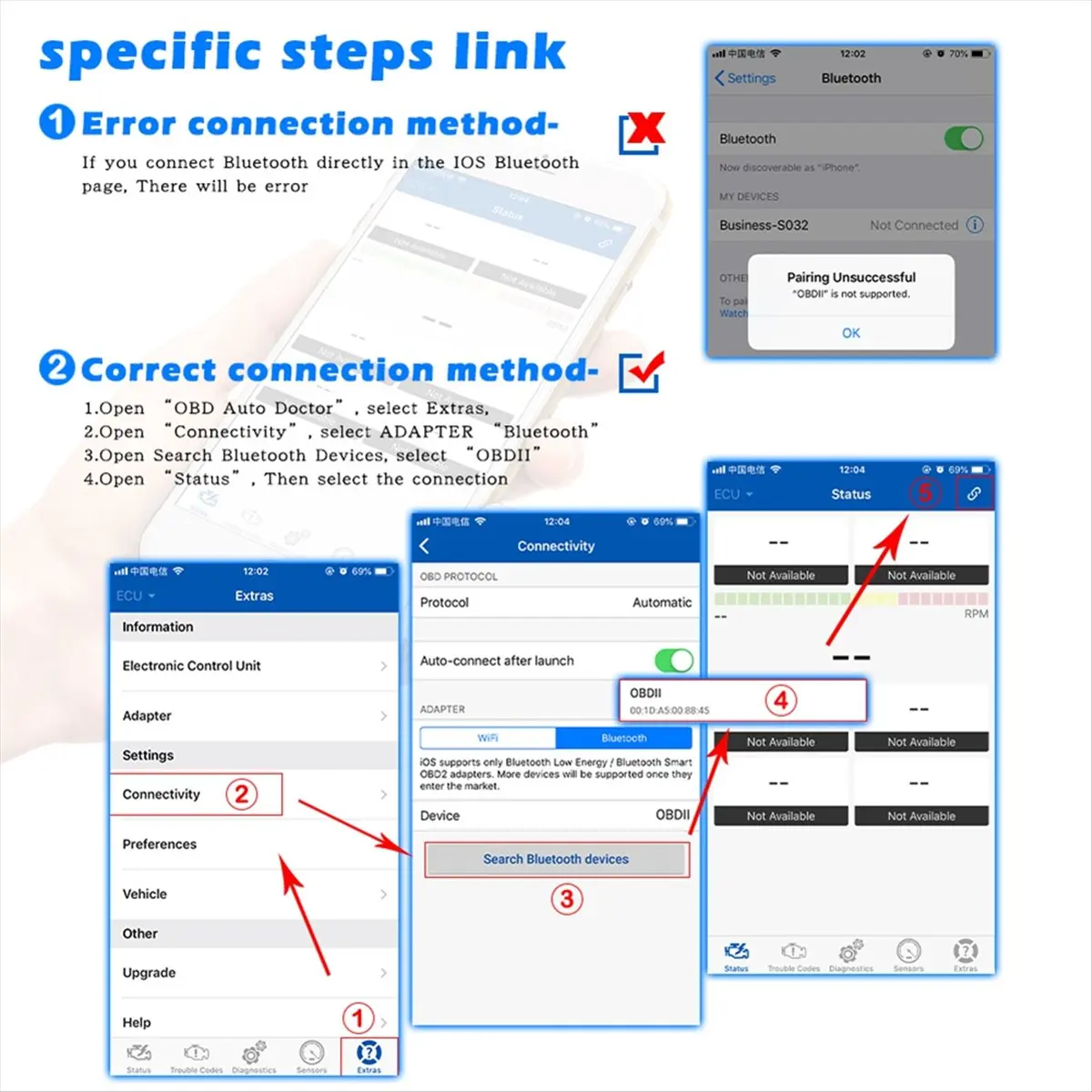 A64I  KW901 V1.5 Bluetooth 5.0 for Android/IOS OBDII OBD2 Scanner V1 5 Auto Car Diagnostic Tools