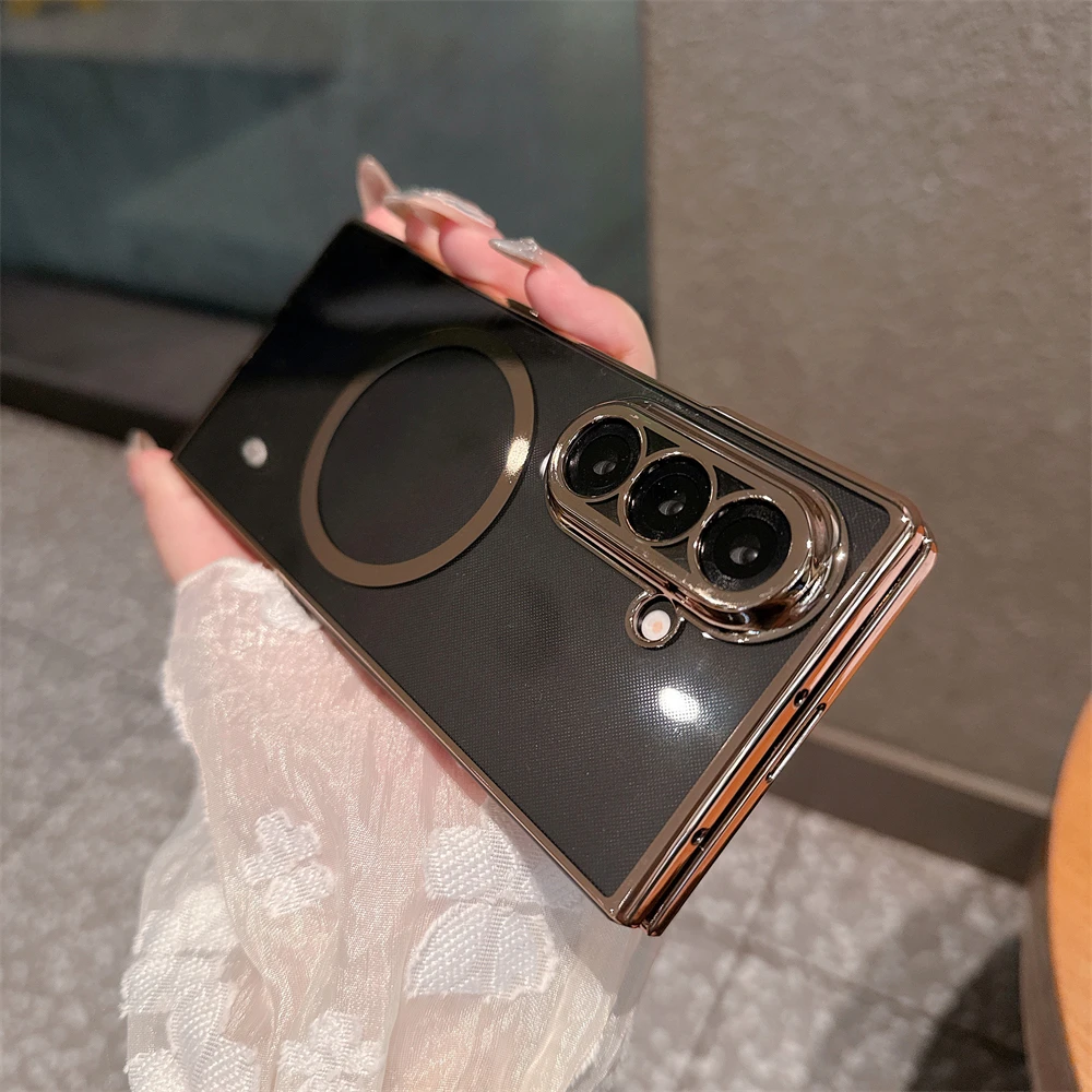 Прозрачный чехол для всего защиты тела 2 в 1, для Samsung Z Fold 7, 6, 5, 4, 3, магнитная беспроводная зарядка с пленочным покрытием