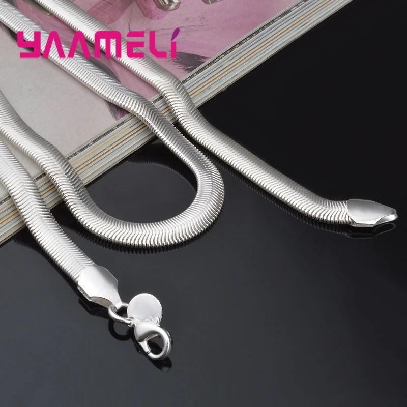 16-24Inch Fine Fashion 925 Sterling Silver Smooth Snake Men Women Necklace Chain with Lobster Clasps 6mm Statement Heavy Jewelry