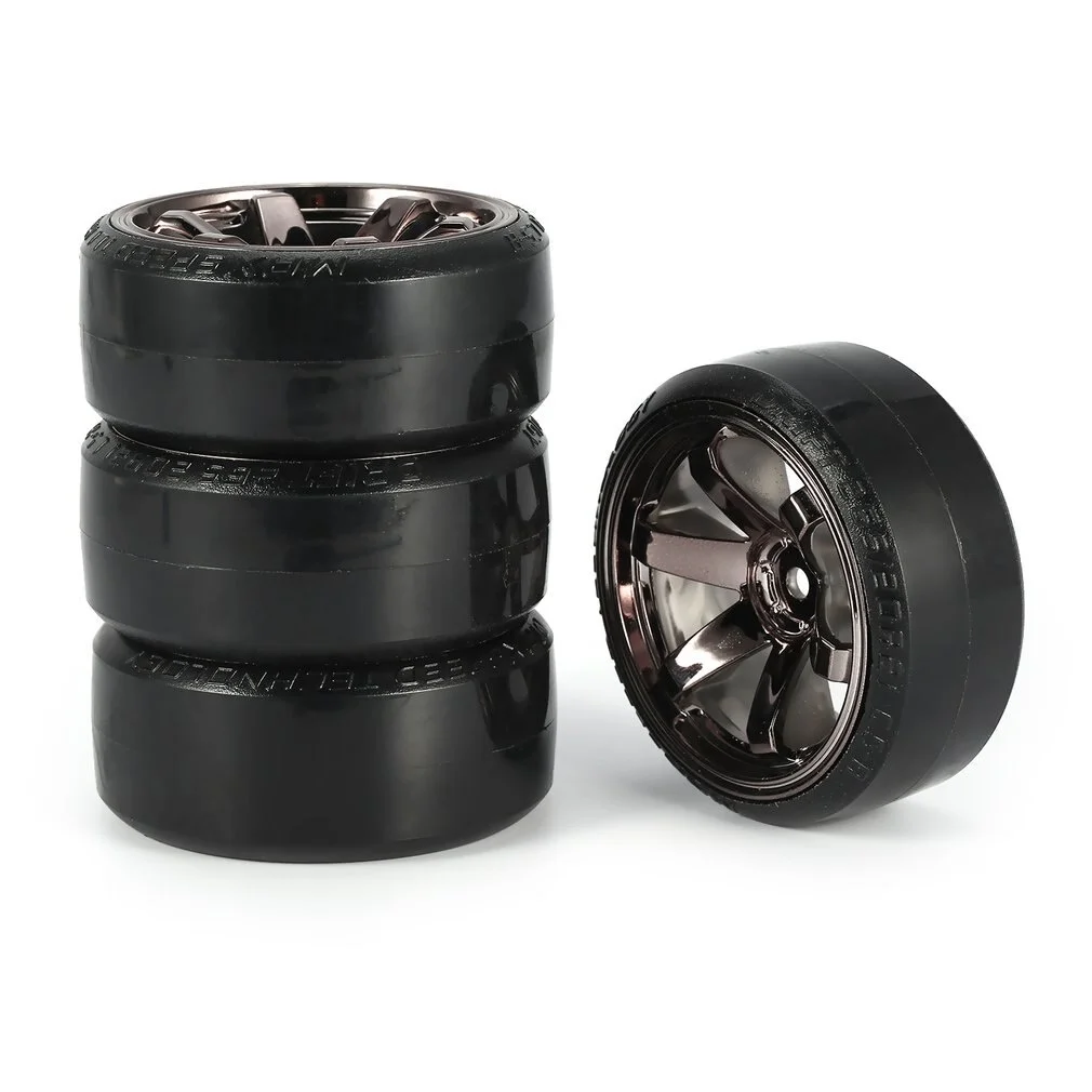 4 adet 60mm 1/10 RC Drift araba jant lastiği seti sert plastik Hub