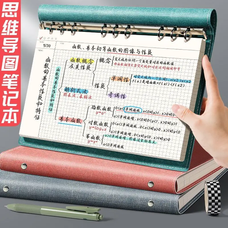 Cuaderno MindMap A4 con Cuadrícula Cornell, Tapa Blanda, Cuaderno B5 con Cuadrícula Cornell, Cuaderno con Anillas Superiores