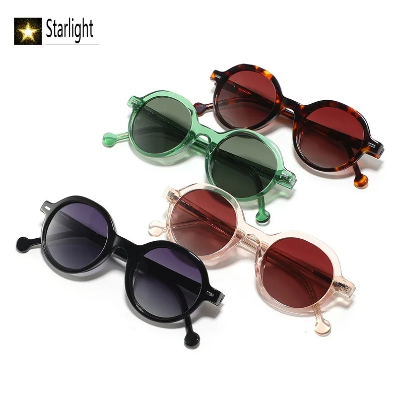Black Gradient Acetate Polarized Round Sunglasses Woman Fashion Travel UV400 Retro Glasses Man Eyewear Women Fishing Men 135mm