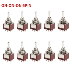 DAIERBUMP 10PCS Locking Toggle Switch ON ON ON 3 Position DPDT 6MM Guitar Mini Rocker Toggle Switch For Car Motorcycle