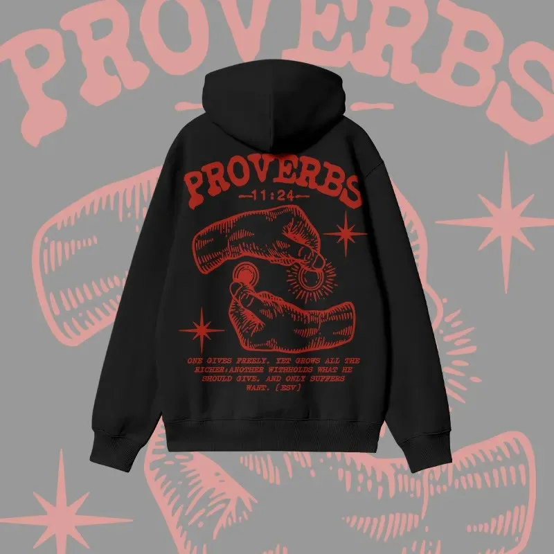 

Осень-зима 2025 г., унисекс, 100% хлопок, толстовка с принтом Proverbs 11_24, элитная роскошь для мужчин и женщин, топ Y2k