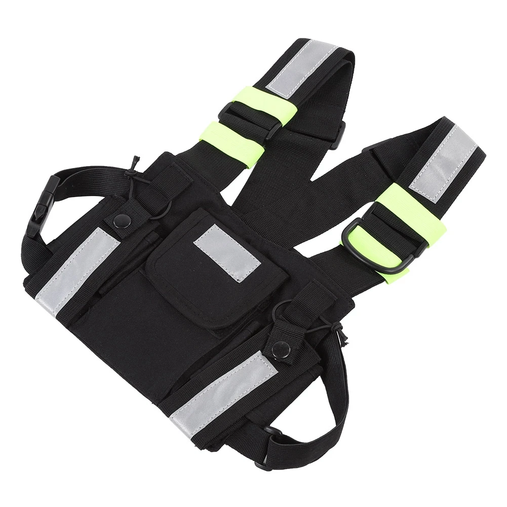 Chest Harness Front Pouch Yellow Reflective TYT Radio Tactical Harness Front Pack Vest Chest Bag Pouch For Walkie Talkie