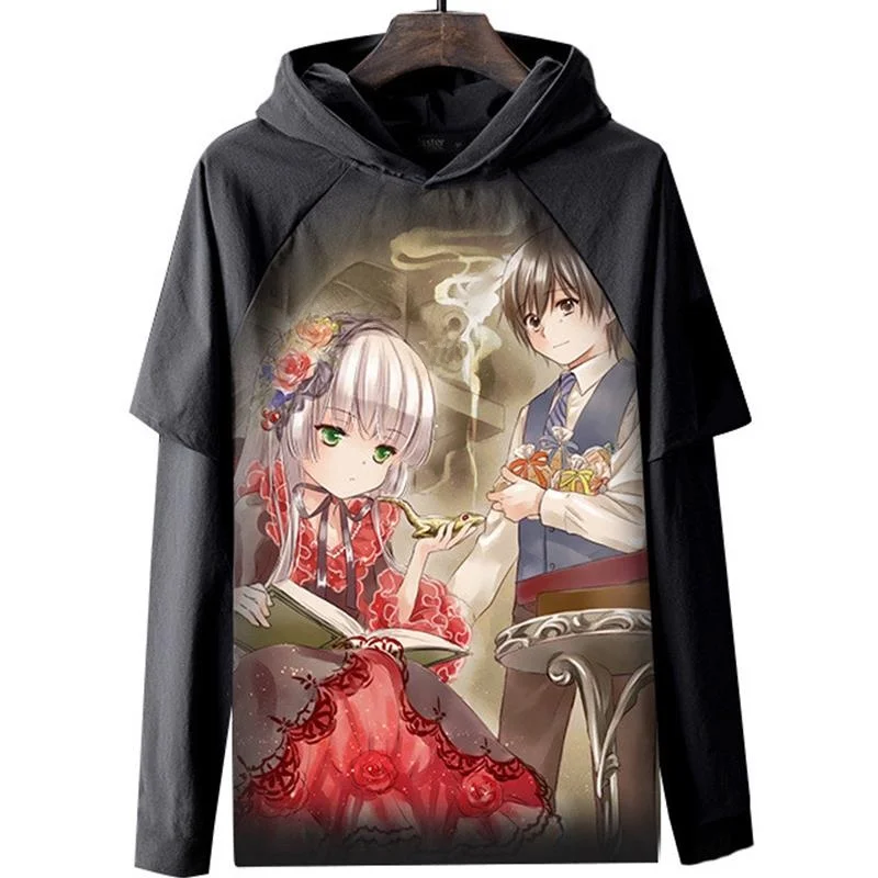 New GOSICK Victorica Hooded Long Sleeve Thin T-Shirt Jacket EE30 Unisex Breathable Polyester Fiber Cartoon Print Summer 2024