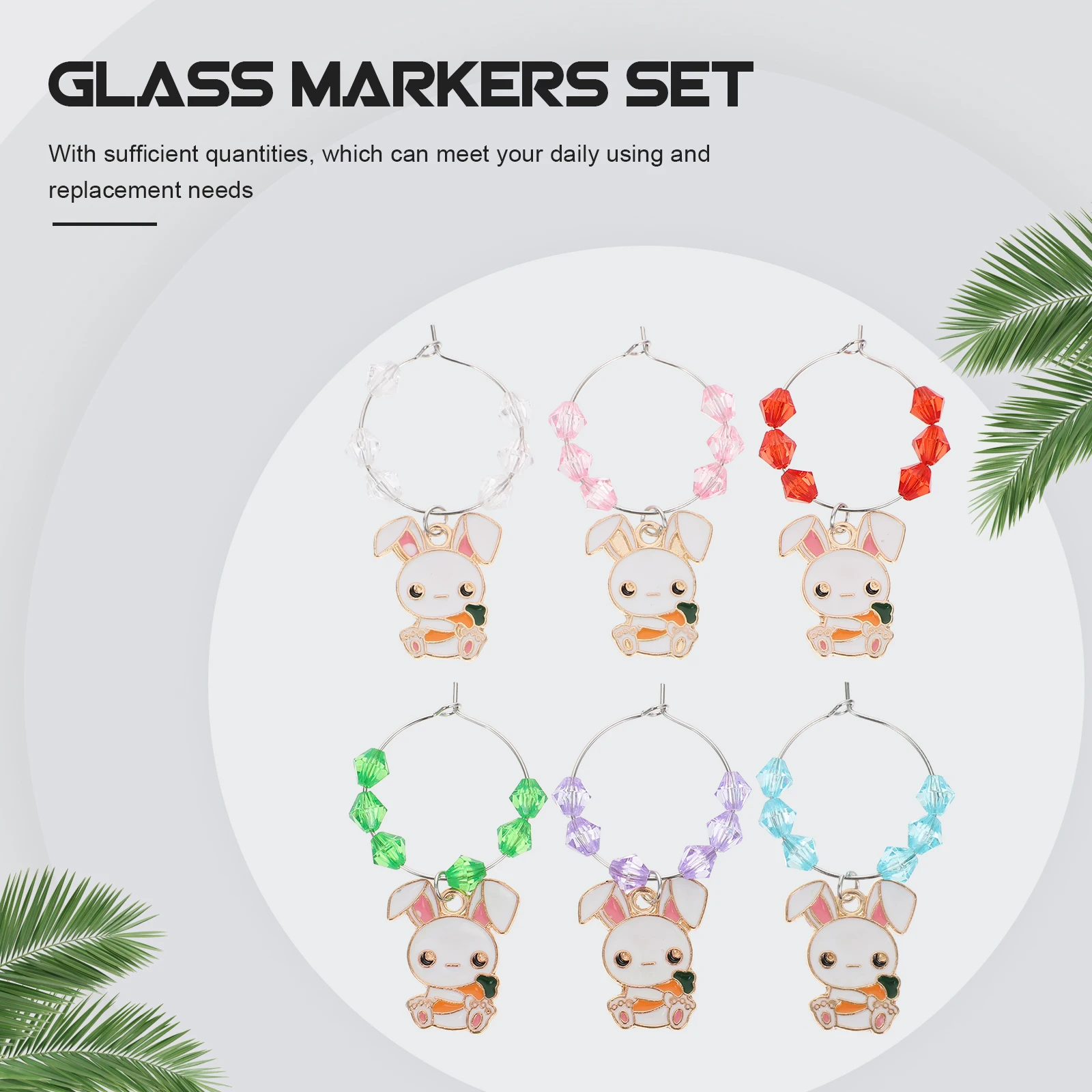 

12pcs Wine Glass Charms Bunny Design Alloy Drink Markers Decoration For Wine Glass Party Cup Marker Decorative Ring
