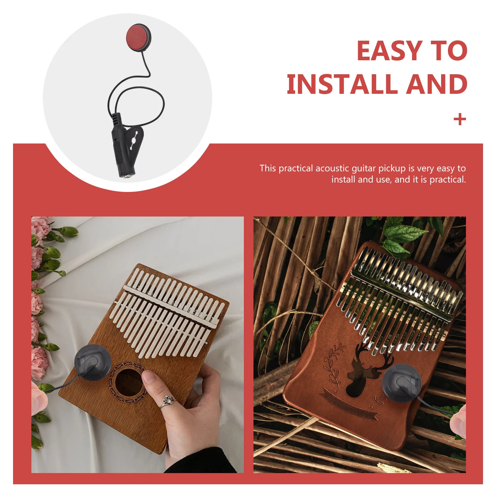 

1pcs Wood Guitar Pickup Multi-Function Acoustic Instrument Sound Amplifier Easy Install For Guitar Ukulele Banjo Accessory