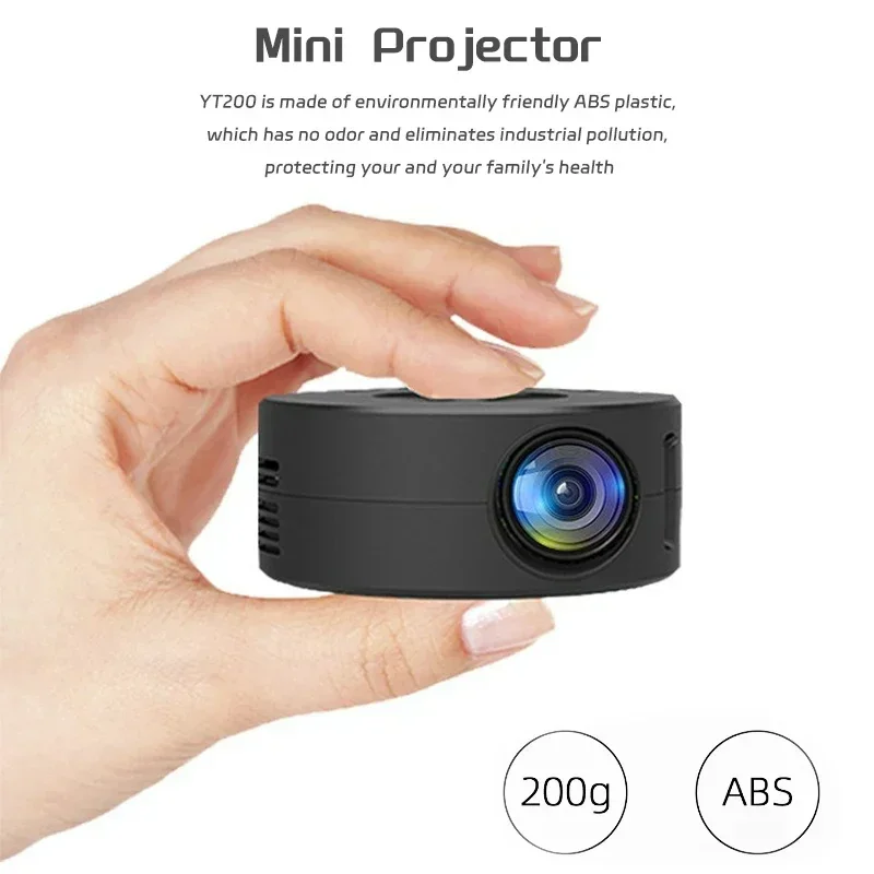 YT200 mini projector led mobile video home theater media player kids gift cinema wired same screen projector for iPhone Android