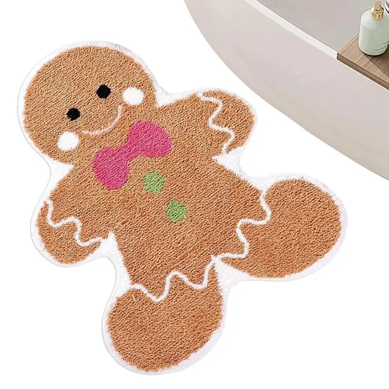 

Gingerbread Kitchen Rugs Christmas Doormat Floor Mat With Gingerbread Man Non-Slip Bath Mats Doormats For Indoor Bedroom Front