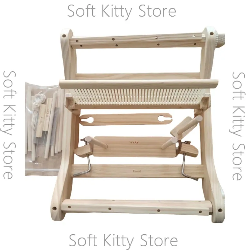 DIY solid wood multi-functional weaving loom, household spinning wheel handmade wool production textile tapestry