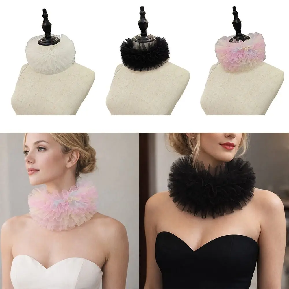 

New Puffy False Collar Detachable Colorful Decorative Cosplay Collar Mesh Multi-layer Ruffle Stand Collar