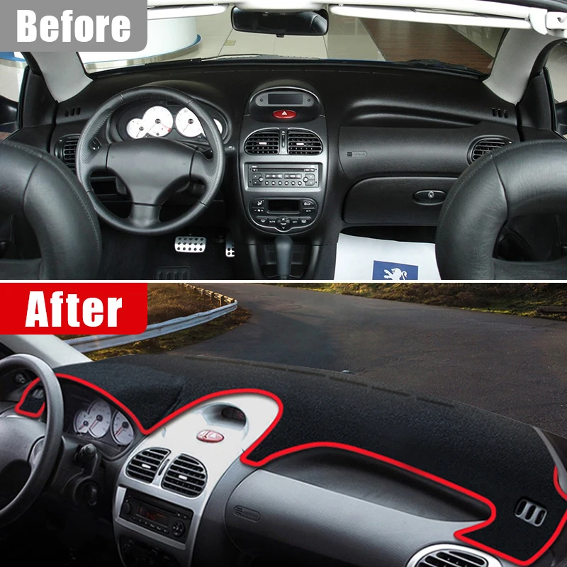 Car Dashboard Cover Avoid Light Pads Sun-shading Mats Non-Slip Carpets For Peugeot 206 206CC 206SW 2004 2005 2006 2007 2008 3