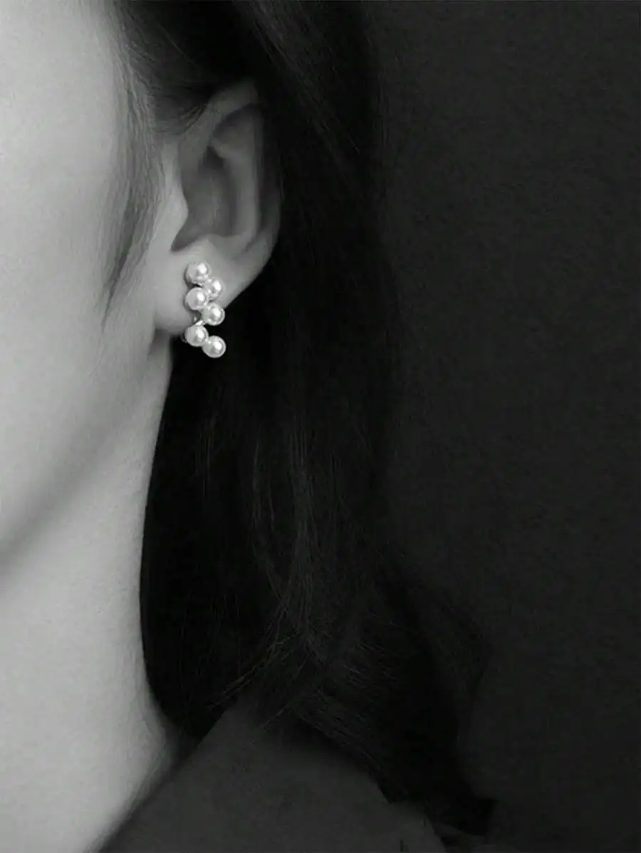 

Minimalist Geometric Faux Pearl Stud Earrings For Women Vintage Beach Holiday Style