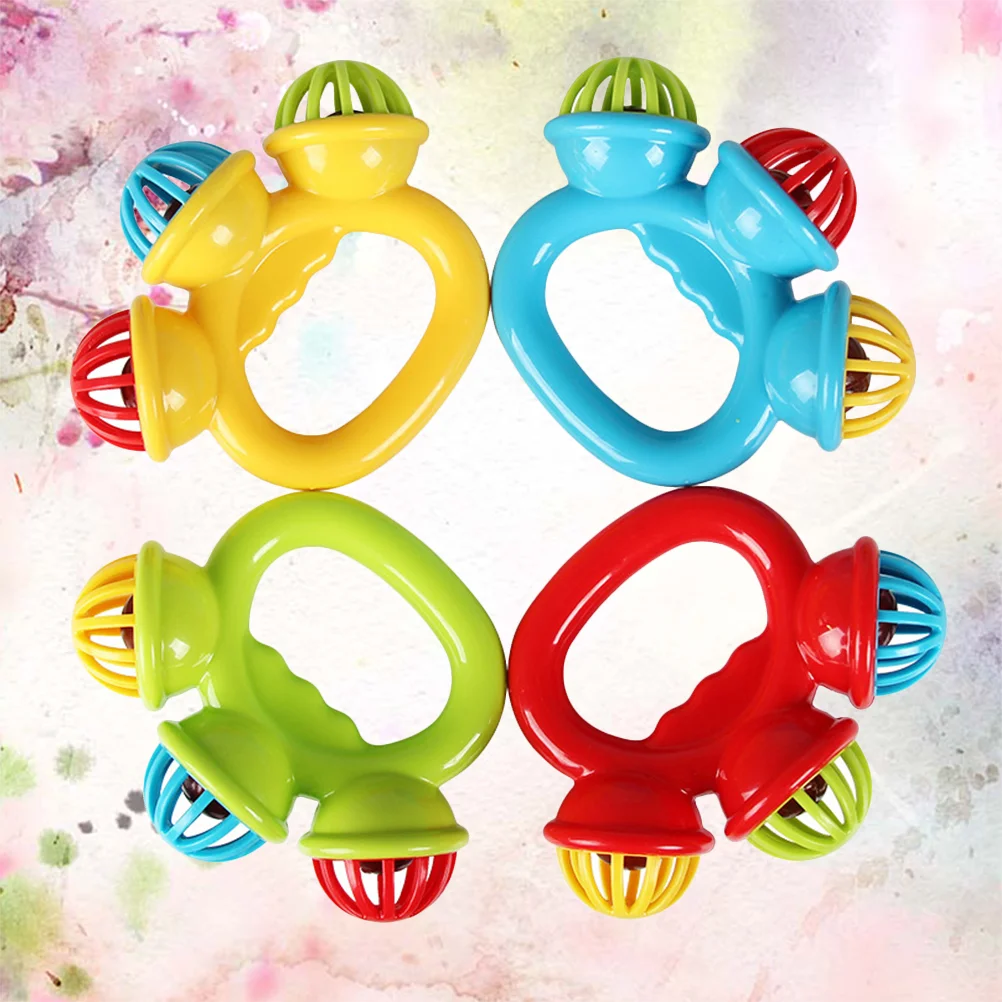 Tambourine Jingle Bells para crianças, Brinquedos de instrumentos musicais, Toddler Educational Handbells, 4 pcs