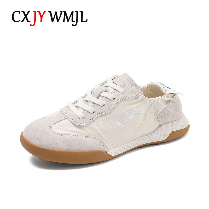 CXJYWMJL Genuine Leather Women Court Sneakers Spring Summer Lightsome Casual Vulcanized Shoes Ladies Sports White Skate Shoes