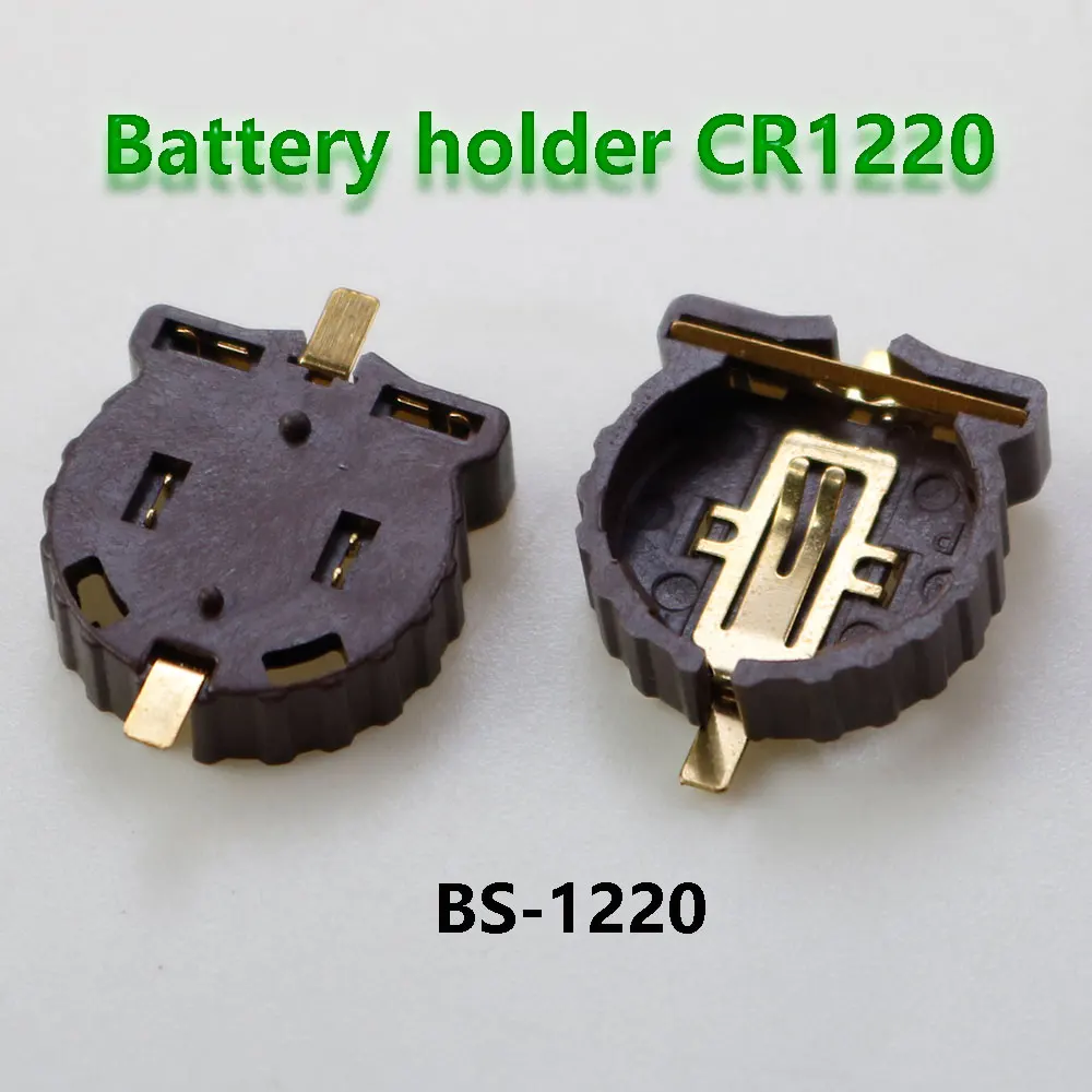 10-100PCS Button Battery Holder SMD SMT CR1220 CR1225 BS-1220-2 3V Button Cell Battery Socket Holder Case Box