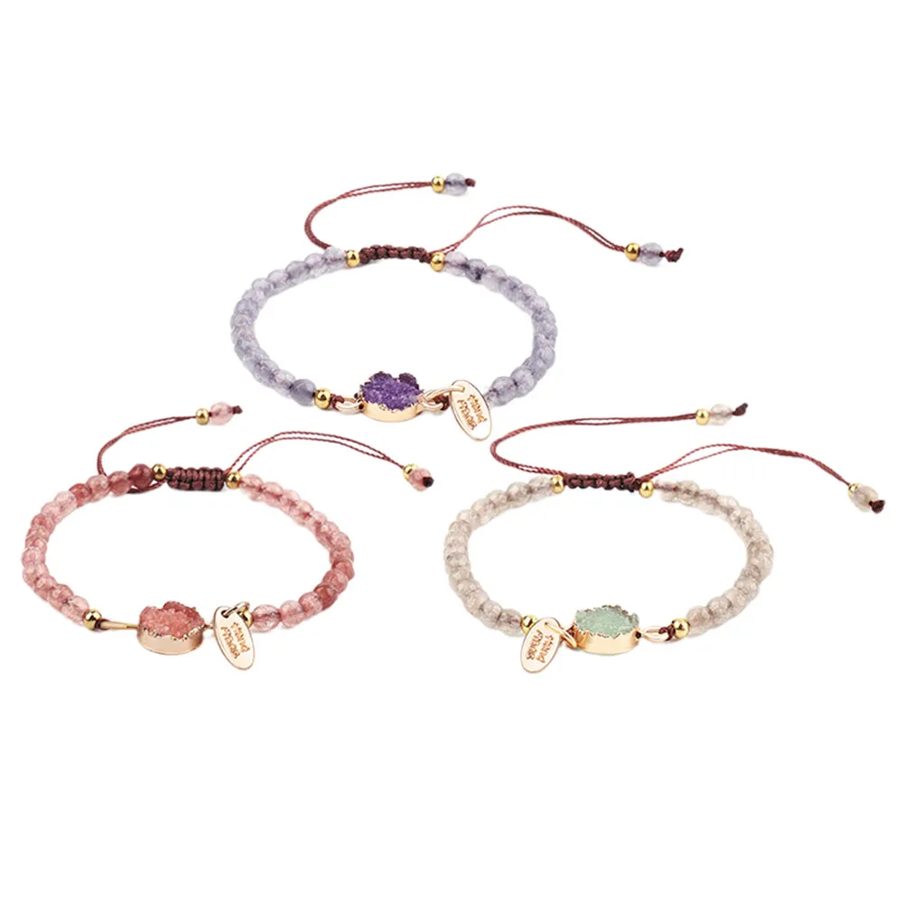 

3 Pcs Fashion Crystal Bracelet Women Bracelet Weave Chain Women Stone Wrist Decor Elegant Jewelry Gift Birthday