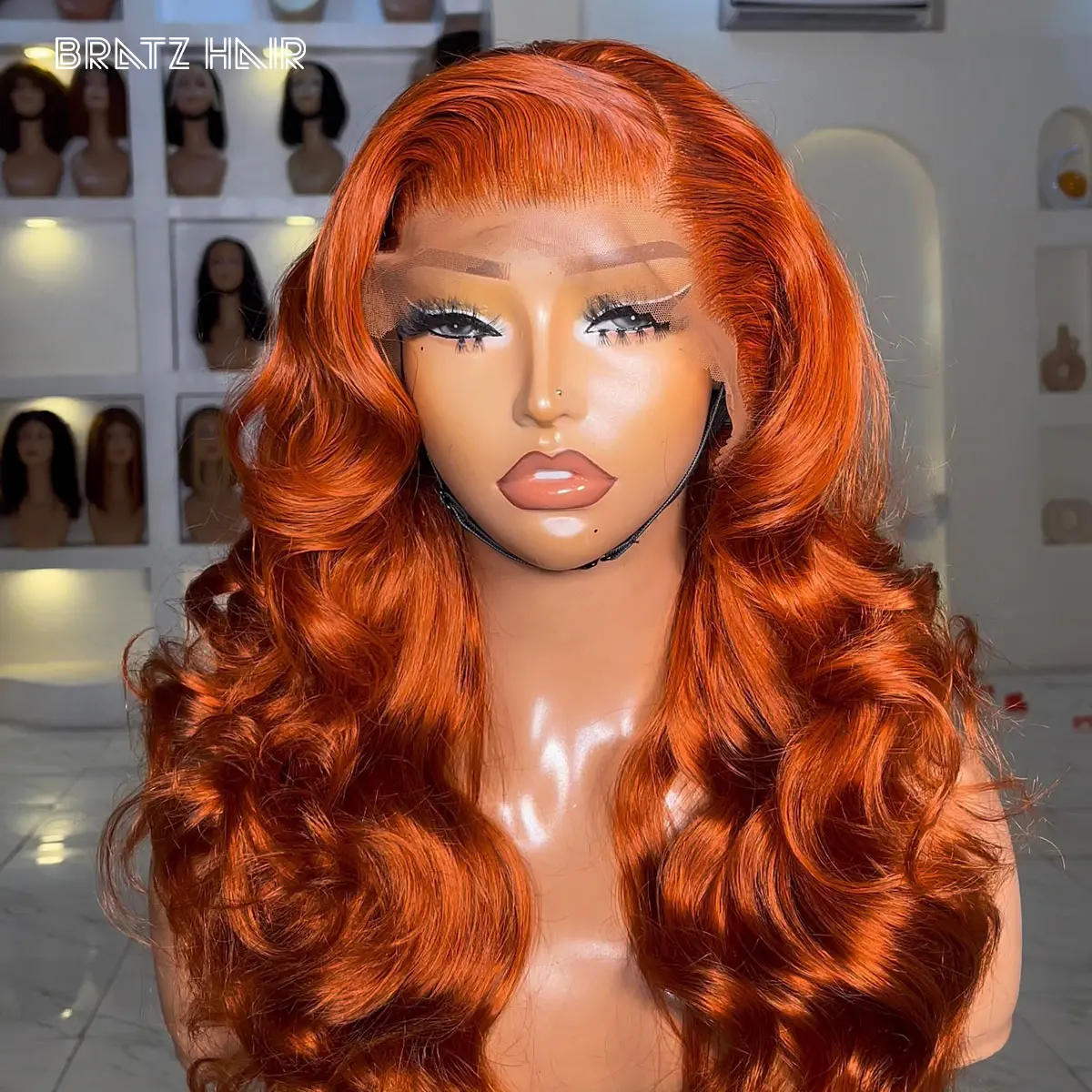 

Ginger Orange Body Wave 13x6 13x4 HD Transparent Lace Frontal Wigs Human Hair Pre Plucked 4x4 HD Lace Glueless Wig 350 Density