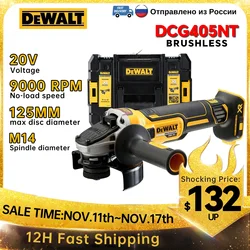 DEWALT Brushless  Angle Grinder DCG405 Portable Wireless Impact Polisher 9000 RPM 125MM Cutting Machine 20V DIY Power Tool